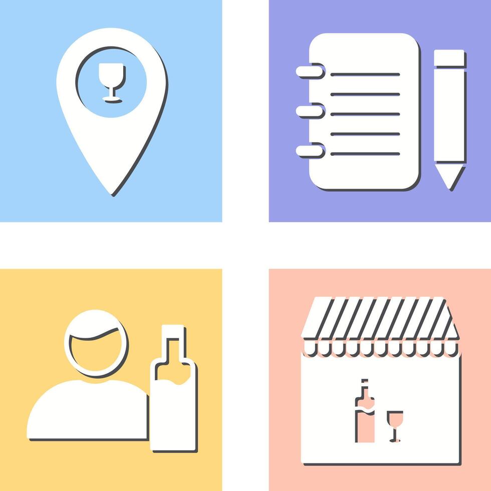 bar location and notepad Icon vector