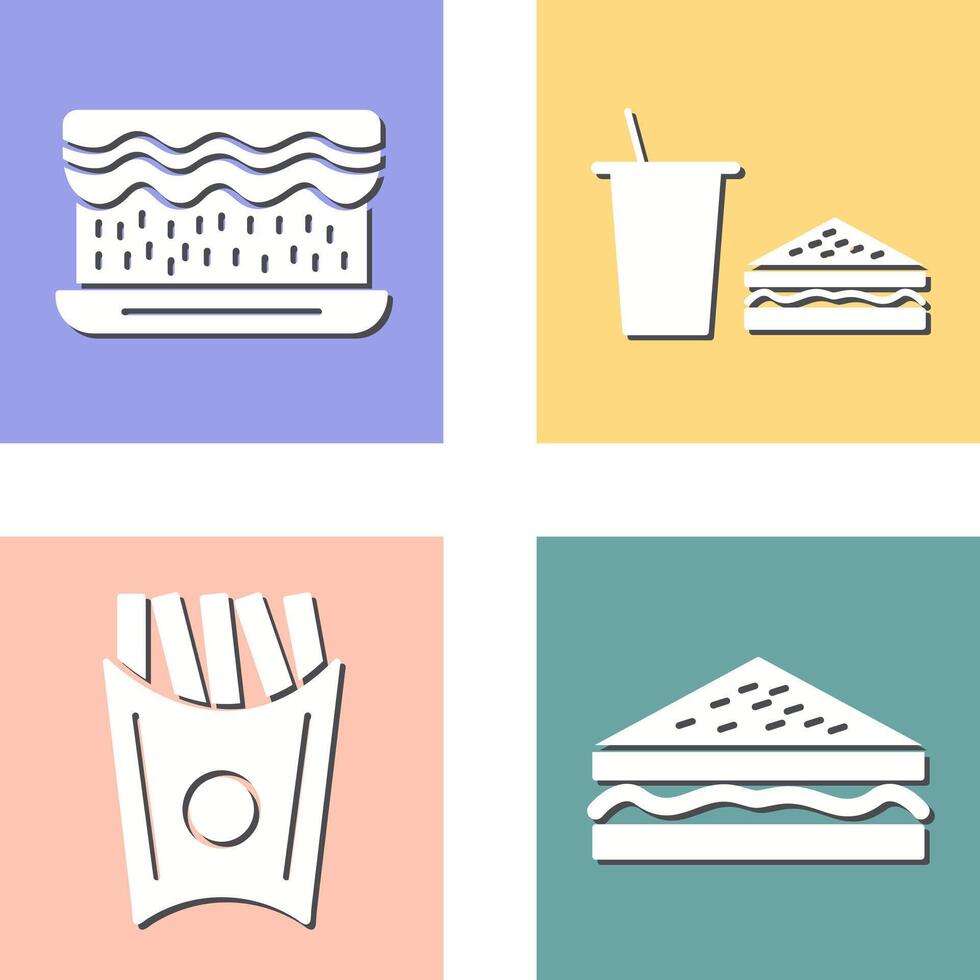 cream cake and lunch bistro Icon vector