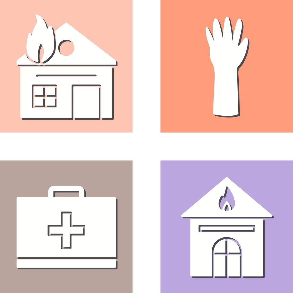 house on fire and gloves Icon vector