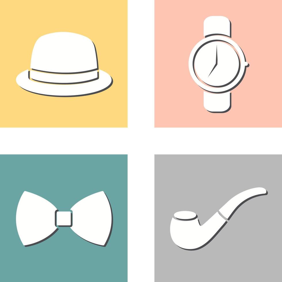 Hat and Watch Icon vector