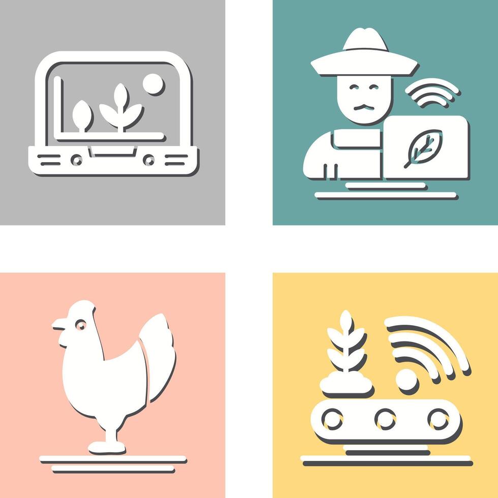 Smart Farm and Farmer Icon vector
