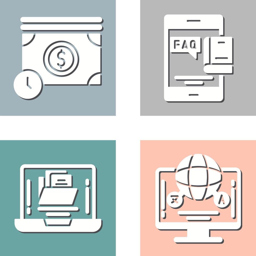 Time is Mony and Faq Icon vector