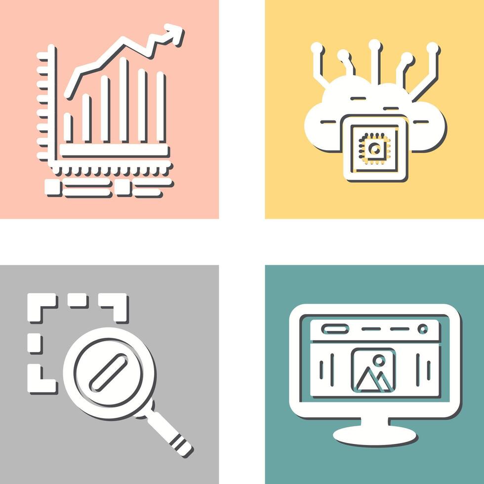 Bar Chart and Cloud Computing Icon vector
