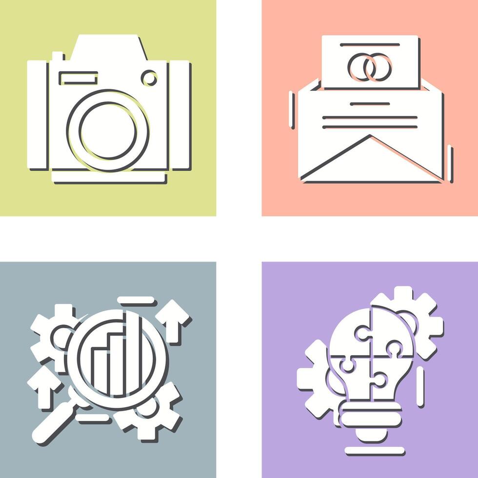 Photo Camera and Invitation Card Icon vector