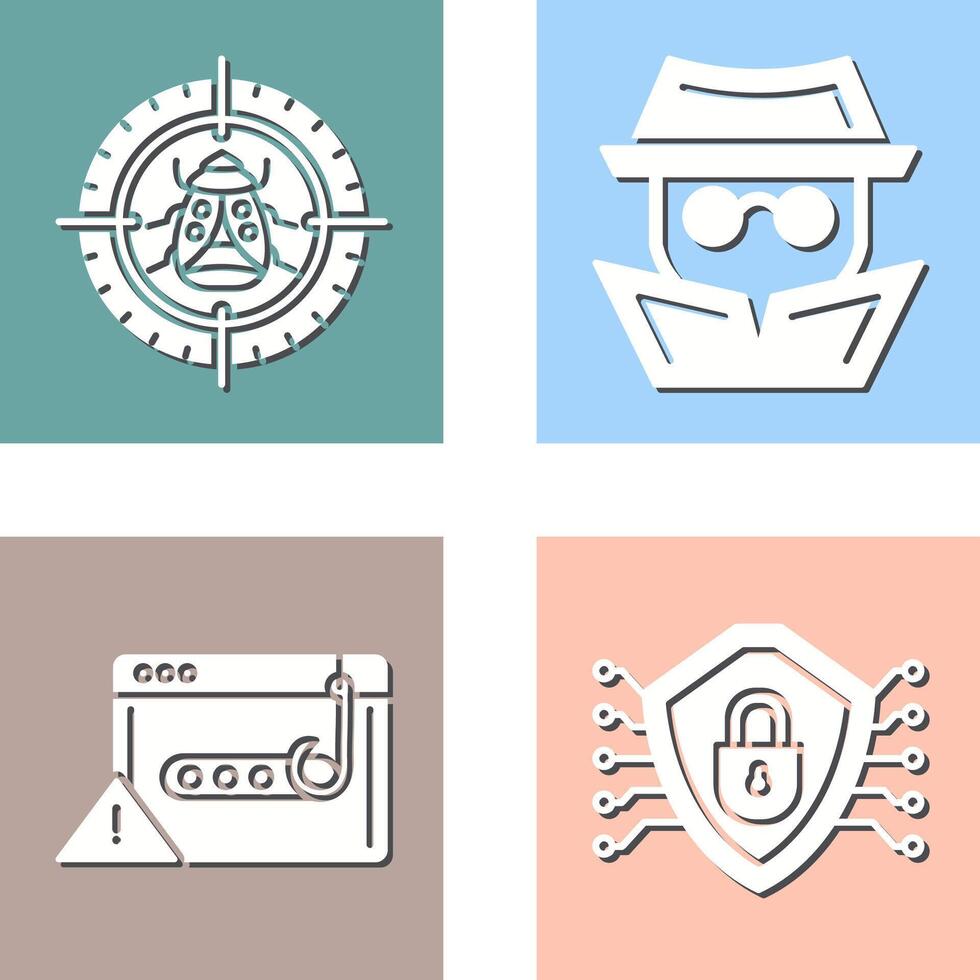 Bug Target and Hacker Icon vector