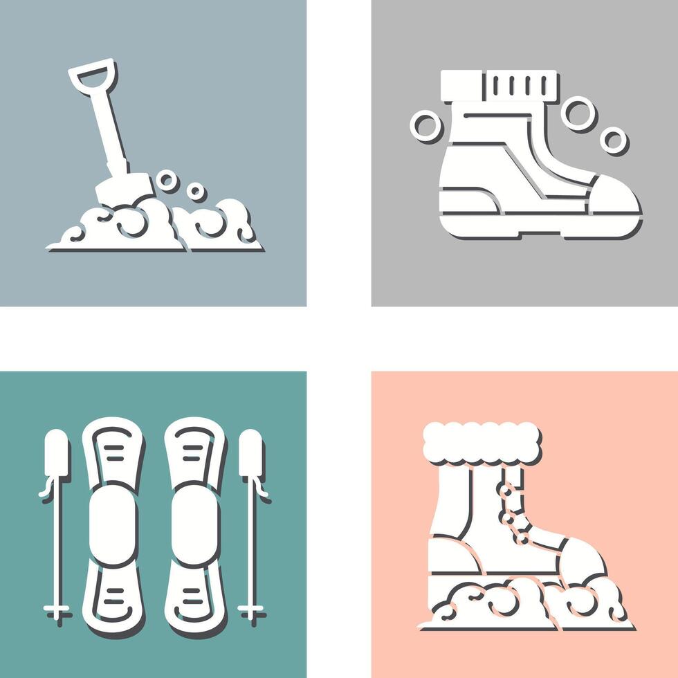 Shovel and Ski Boots Icon vector