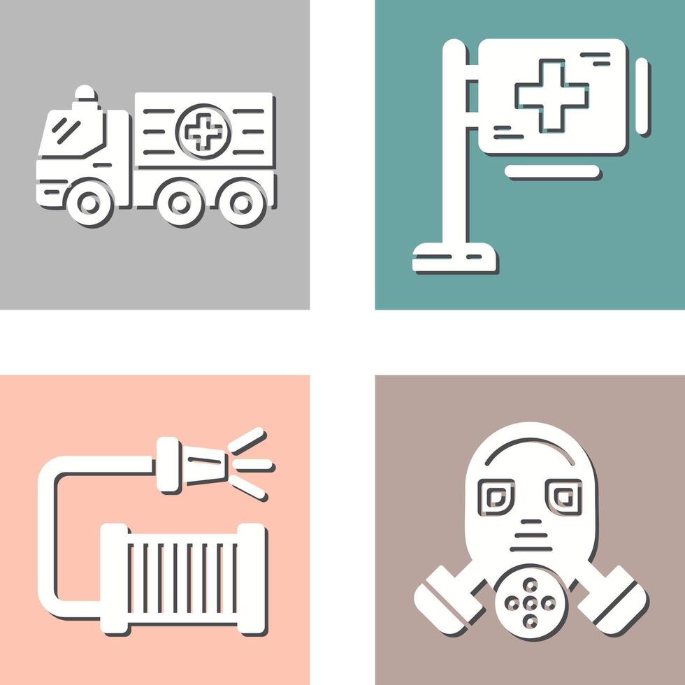 Ambulance and Hospital Sign Icon vector