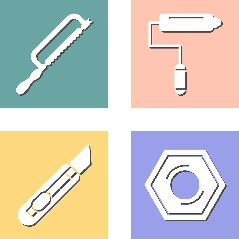 Hacksaw and Paint Roller Icon vector