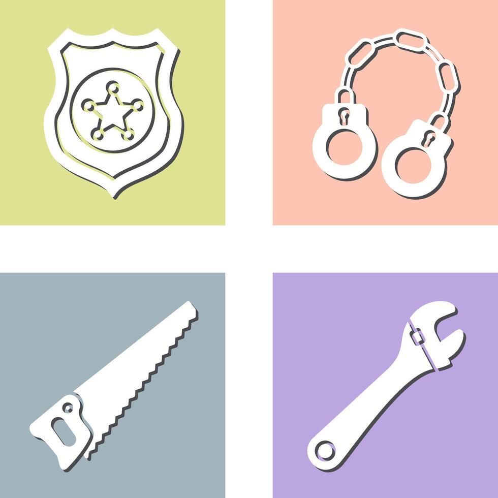 Police shield and Handcuff Icon vector