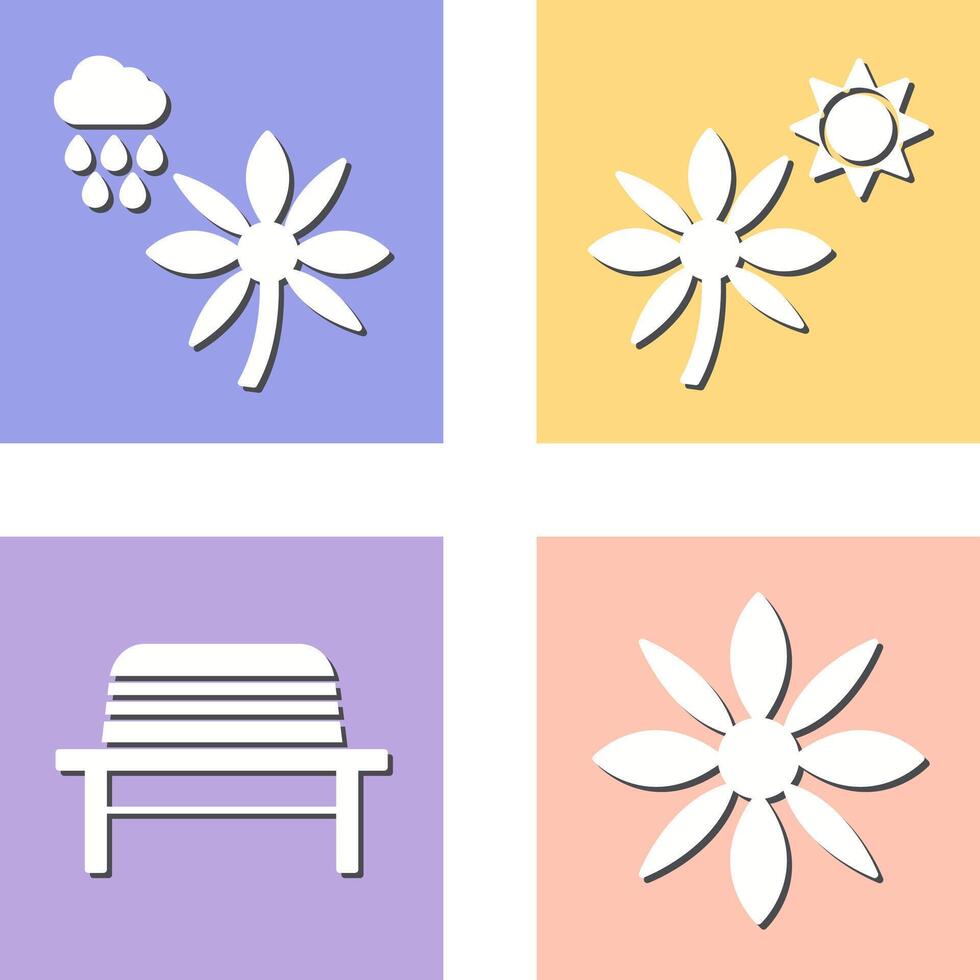 Flower with rain and Flower Icon vector