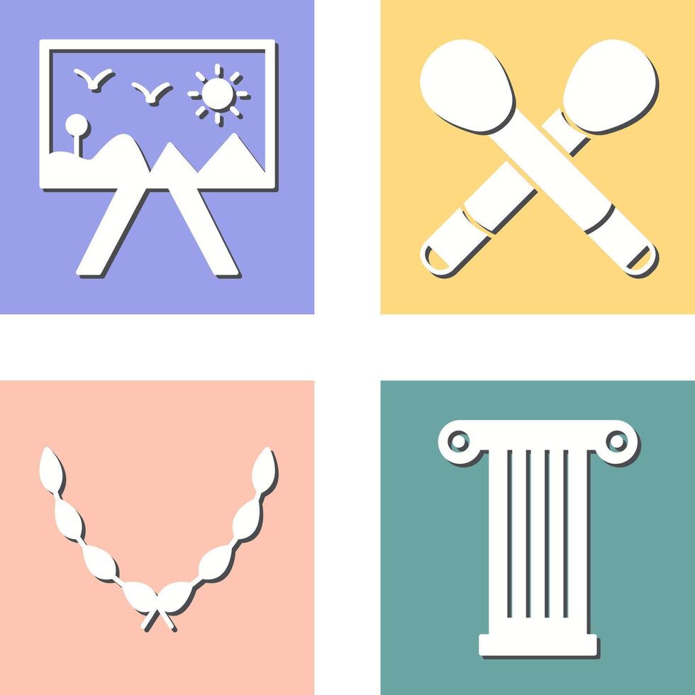 Painting of Canvvass and Brushes Icon vector