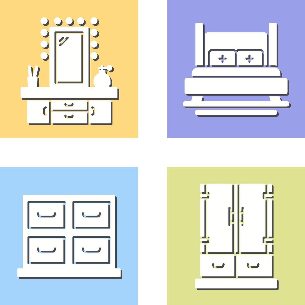 Dressing Table and Bed Icon vector