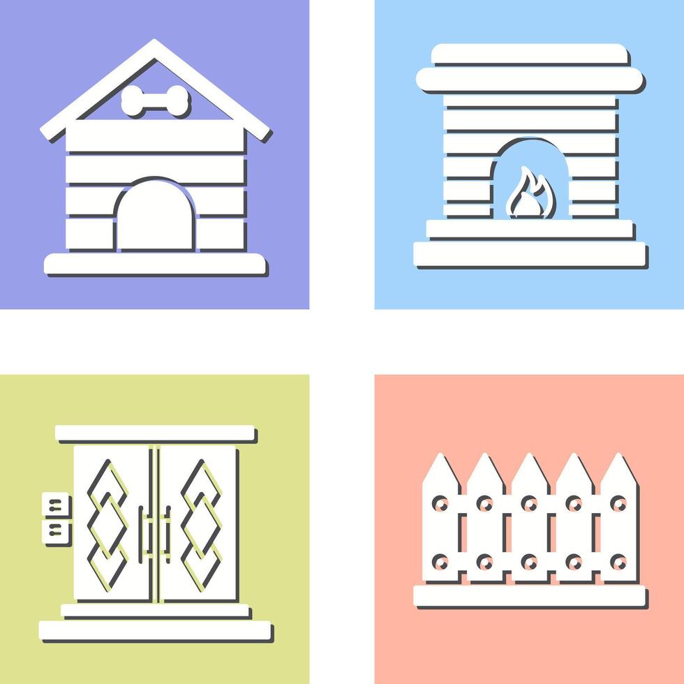 Dog House and Fireplace Icon vector