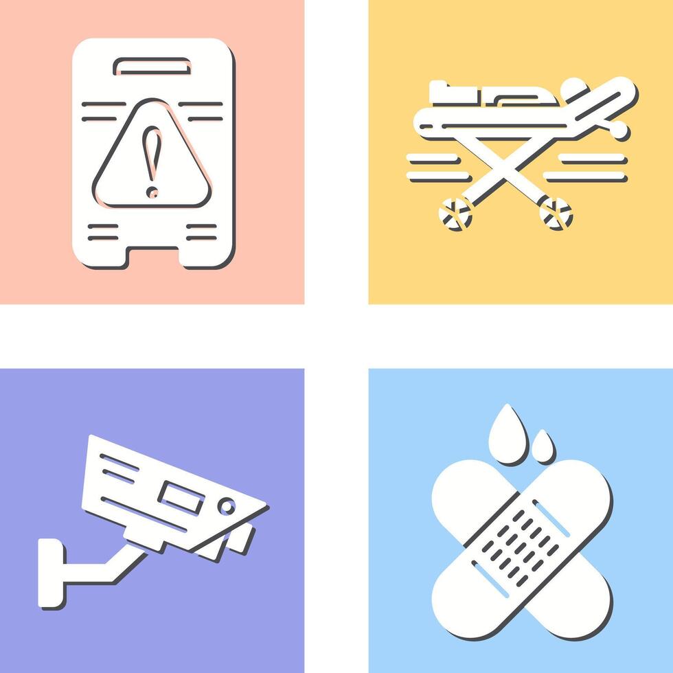 Caution Sign and Stretcher Icon vector