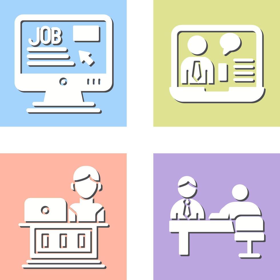 Online Job and Online Job Interview Icon vector