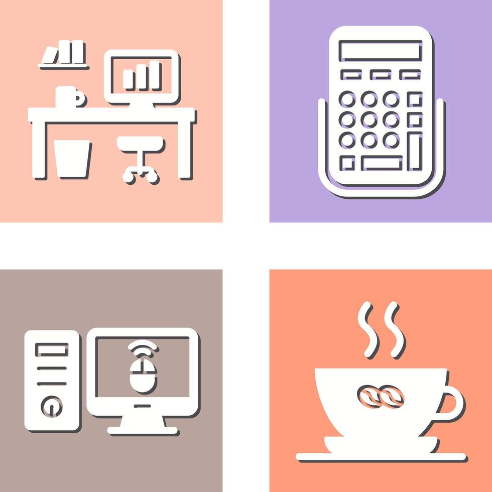 Office Desk and Calculator Icon vector