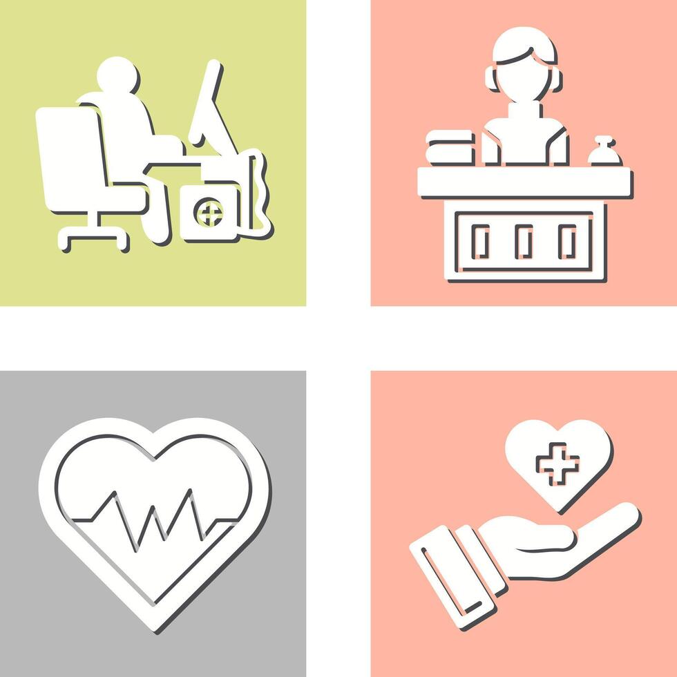 Computer Worker and Office Reception Icon vector