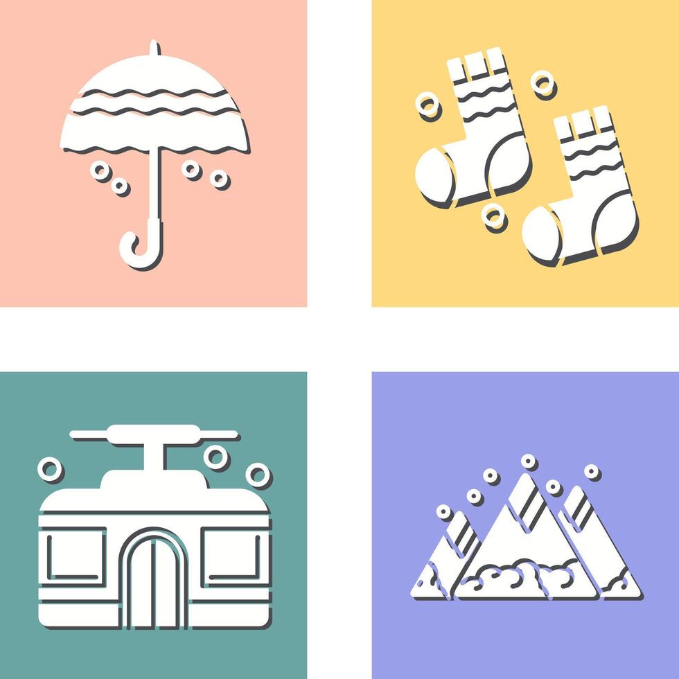 Umbrella and Winter Socks Icon vector