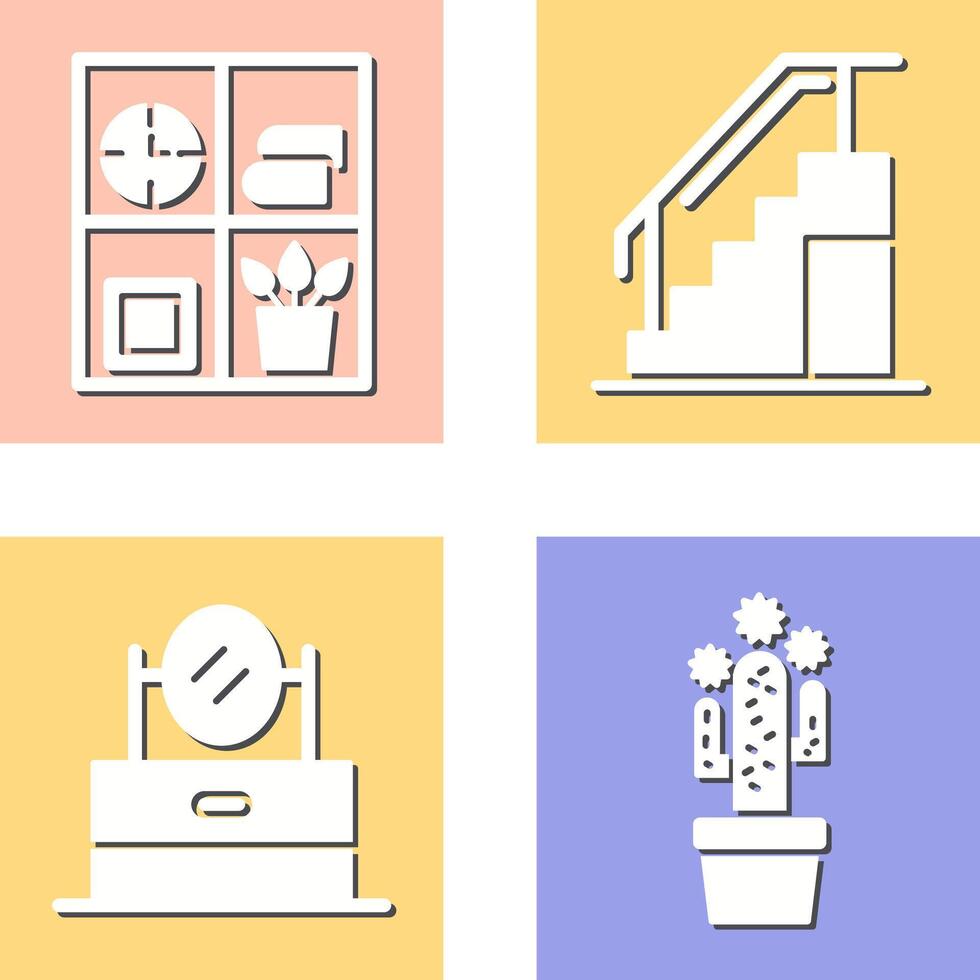 Bookshelf and Stairs Icon vector