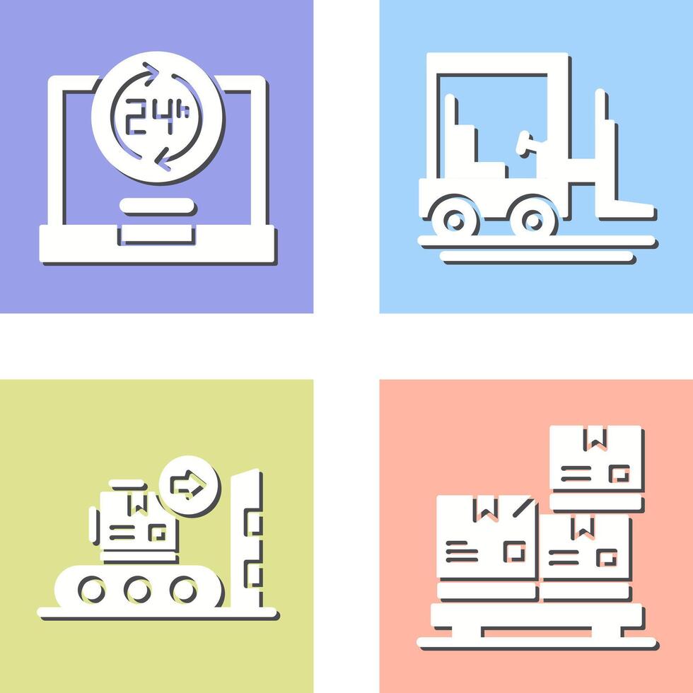 24 hours and forklift Icon vector