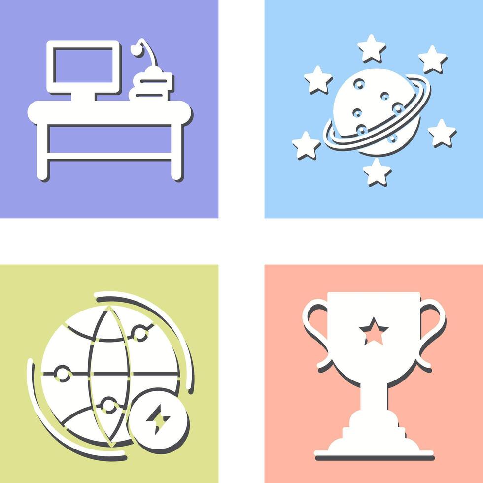Desktop and Saturn Icon vector