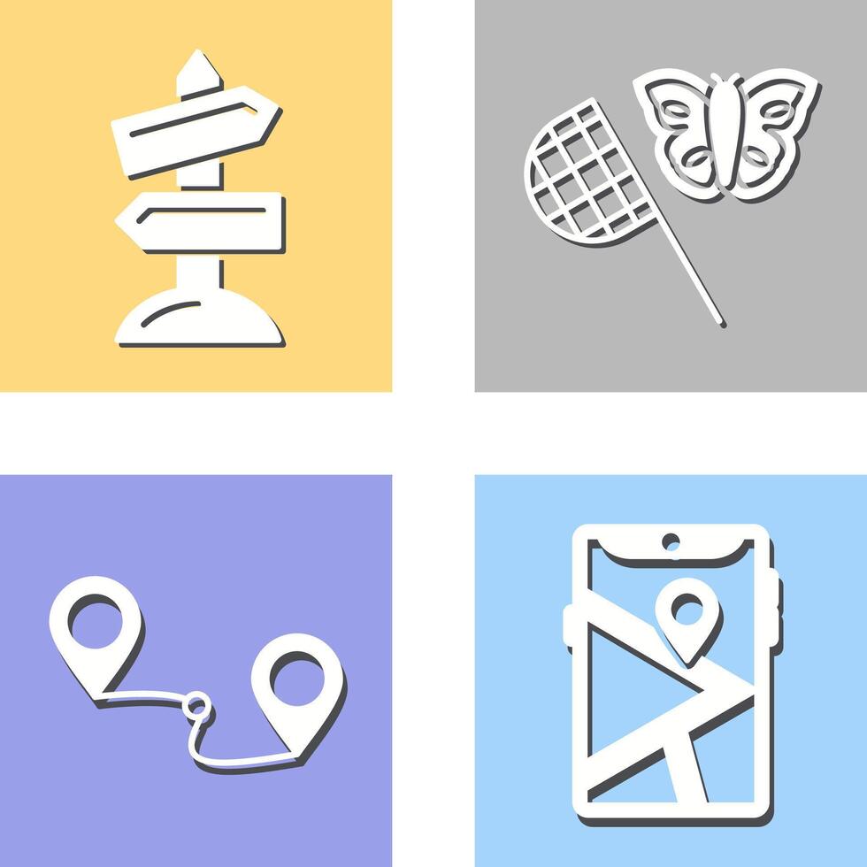 Butterfly Catcher and Road Sign Icon vector