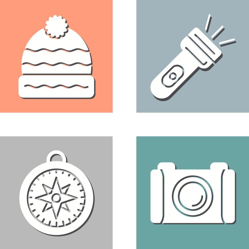 Winter Hat and Flash Light Icon vector