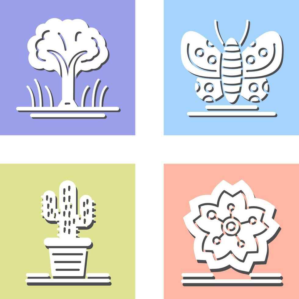 Tree and Butterfly Icon vector