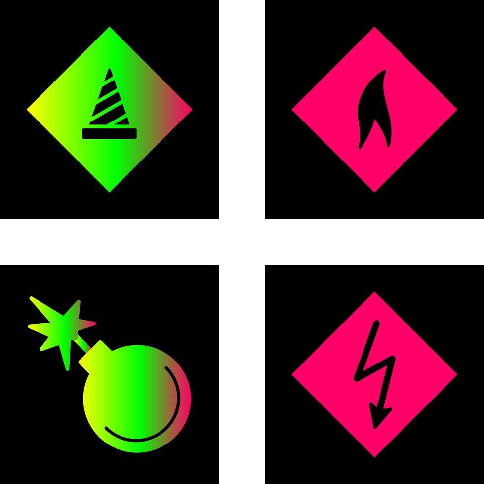 under construction and flammable material Icon vector