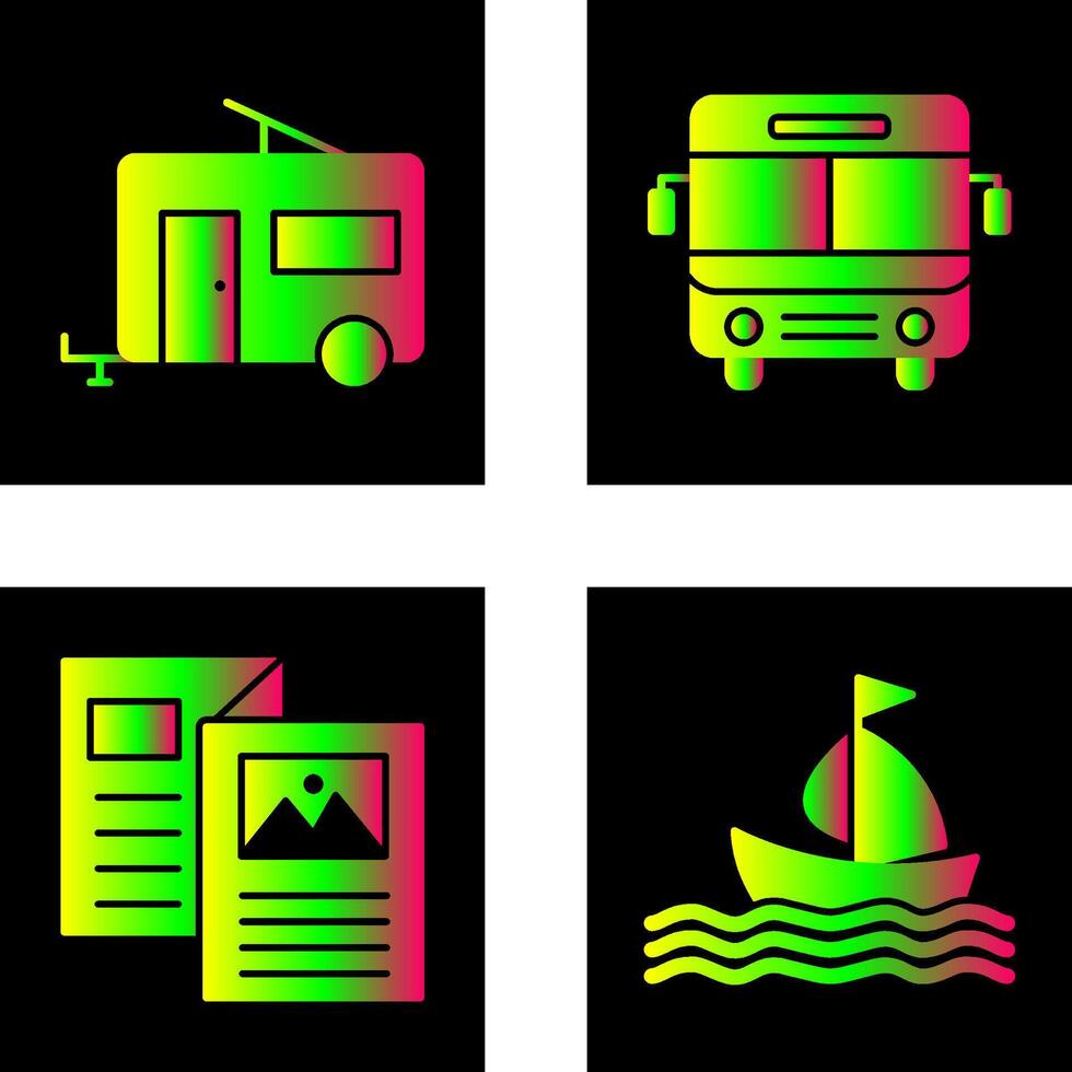 autobús y remolque icono vector