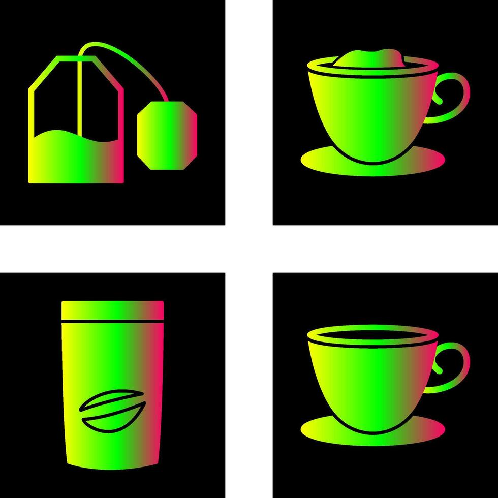 tea bag and creamy coffee Icon vector