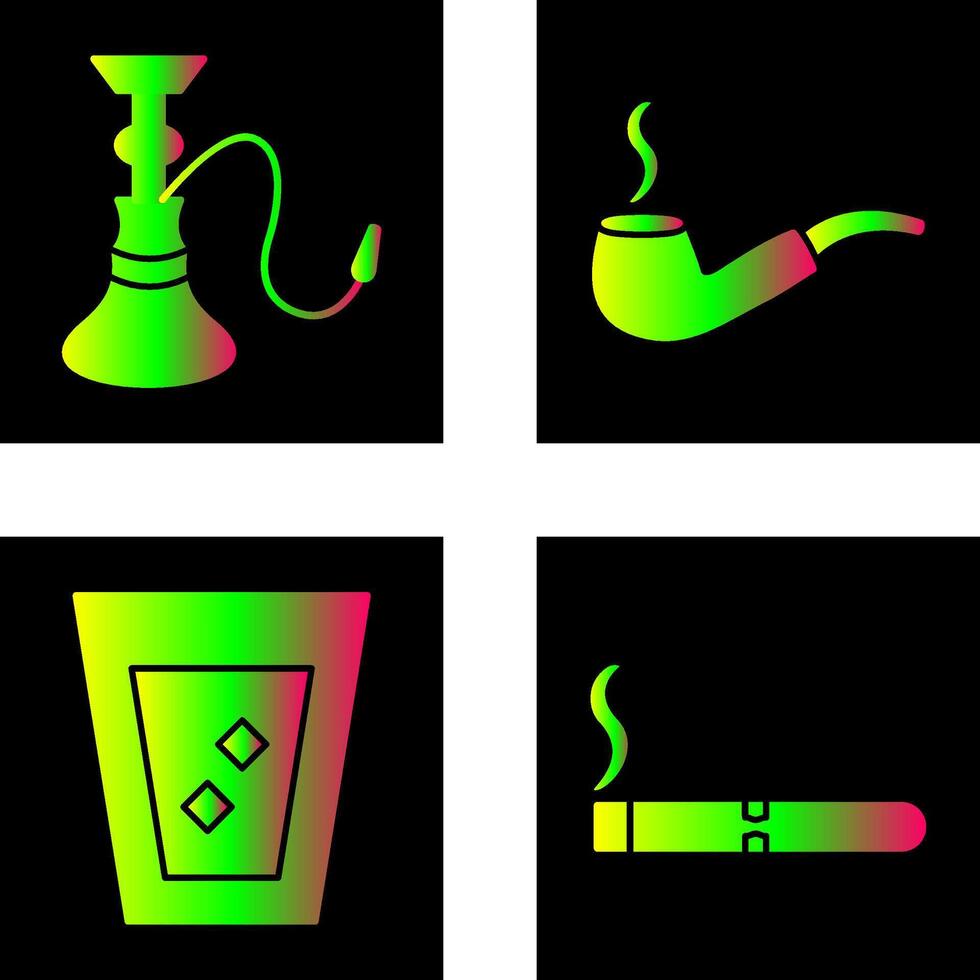 hookah and lit smoking pipe Icon vector