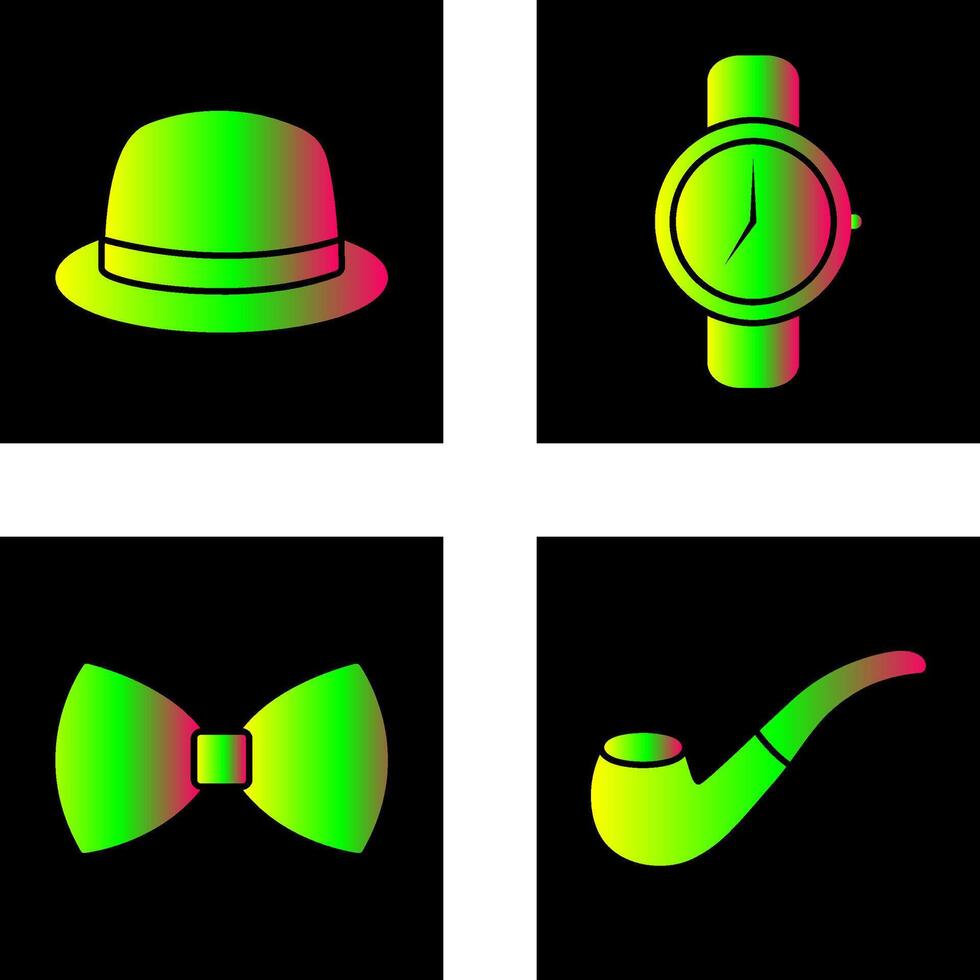 sombrero y reloj icono vector