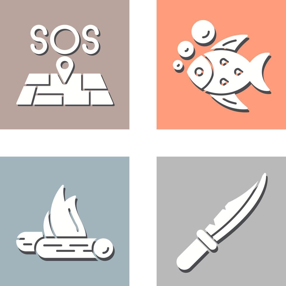 Sos and Fish Icon vector