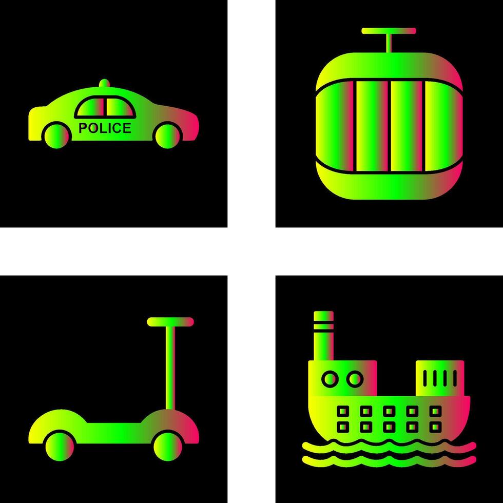 Police Car and Cable Car Icon vector