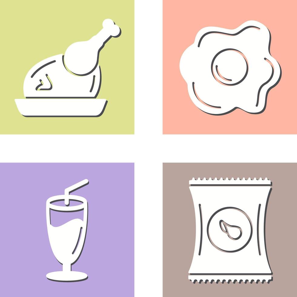 Chicken leg and Fried egg Icon vector