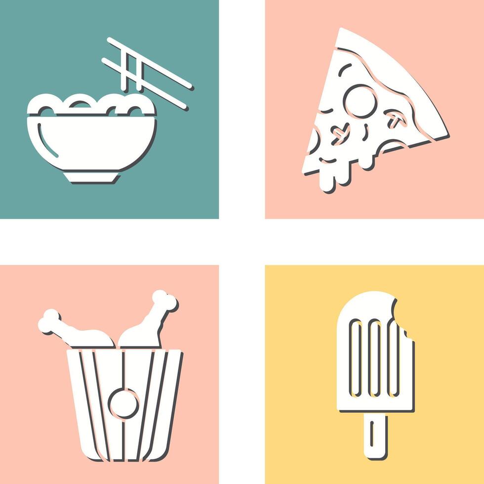 Chinese food and Pizza Icon vector