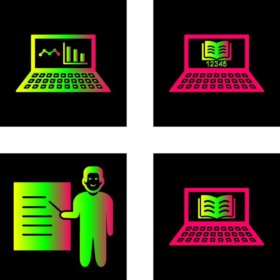 en línea estadísticas y en línea estudiar icono vector