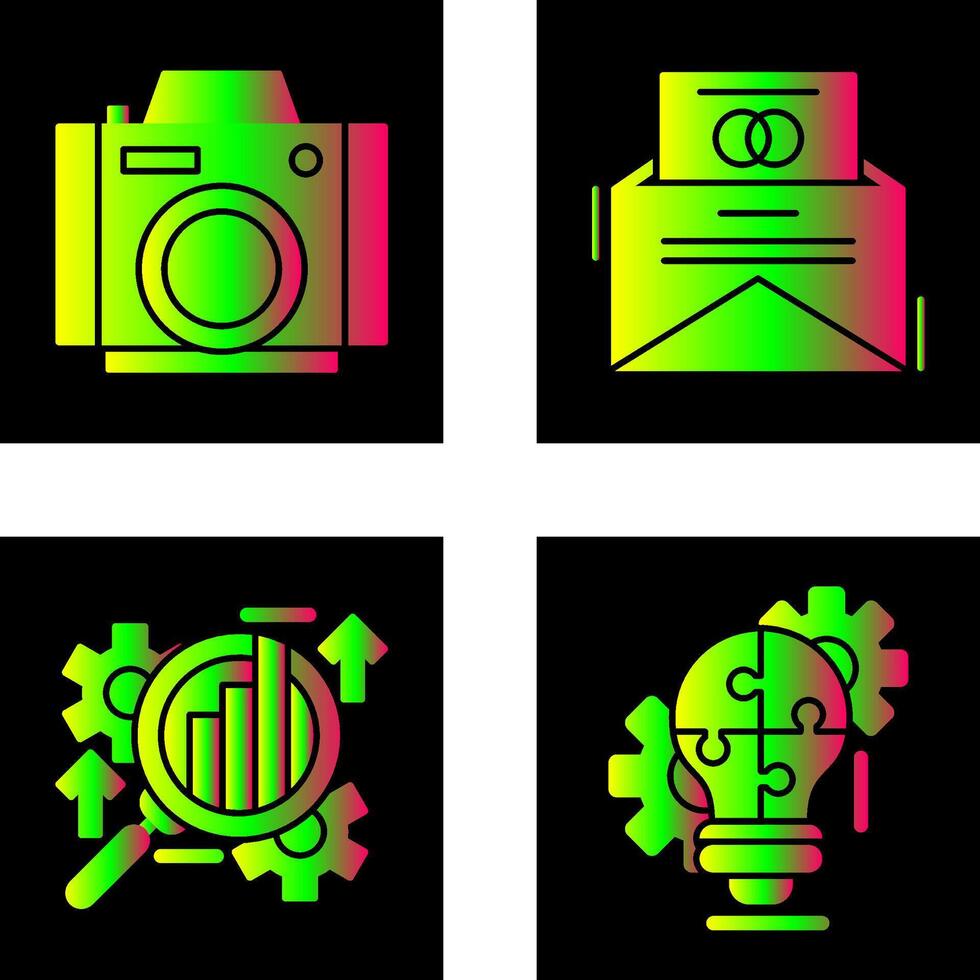 Photo Camera and Invitation Card Icon vector