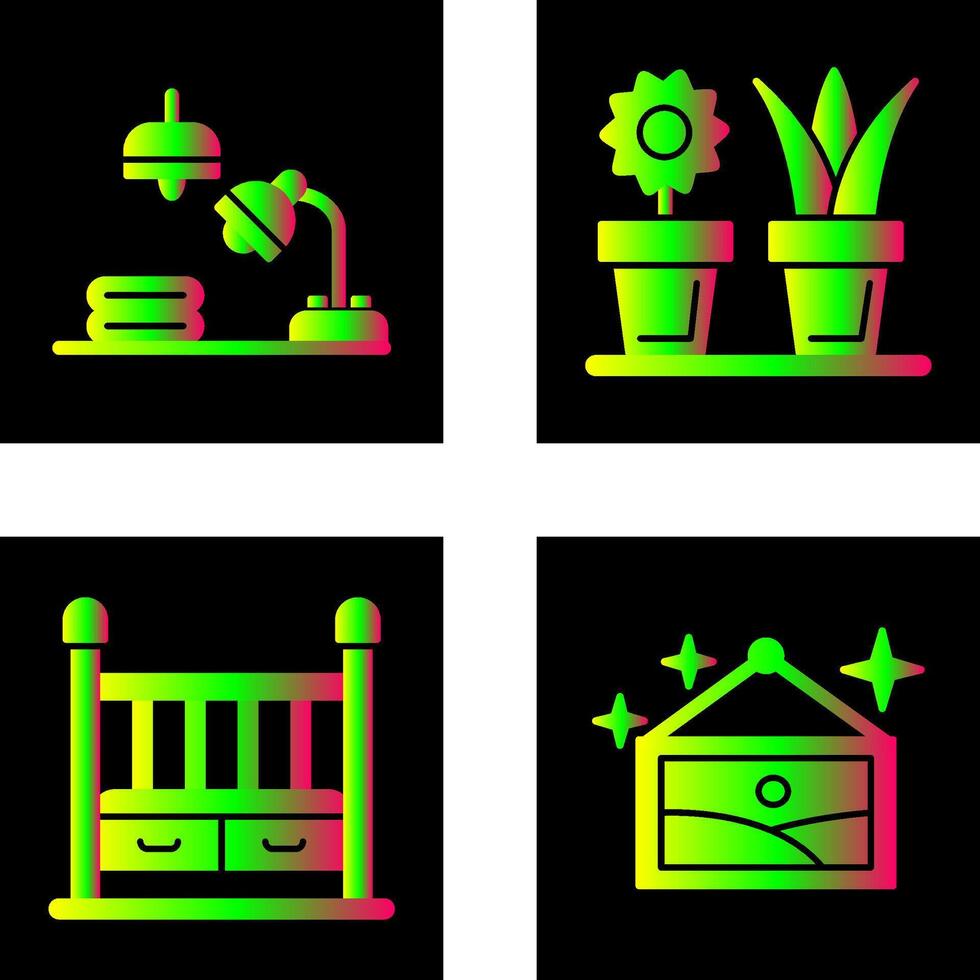 lamparas y casa plantas icono vector