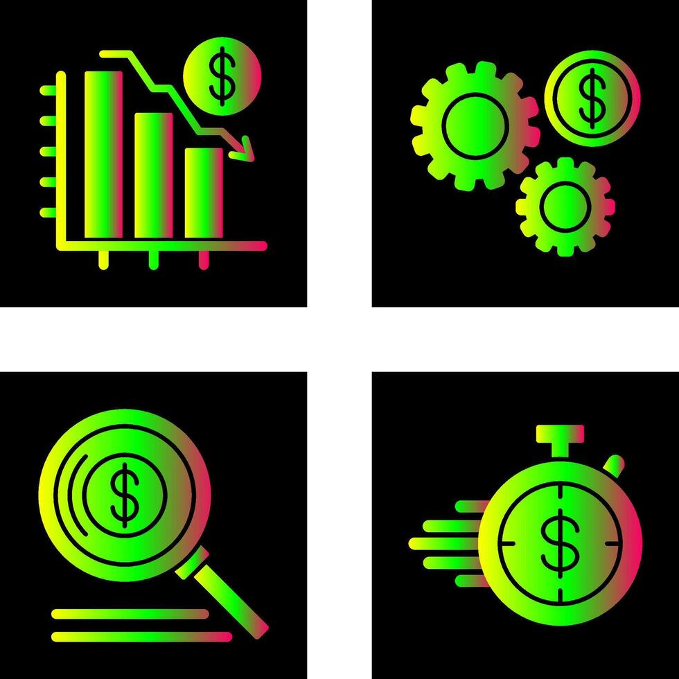 Chart Down and Settings Icon vector