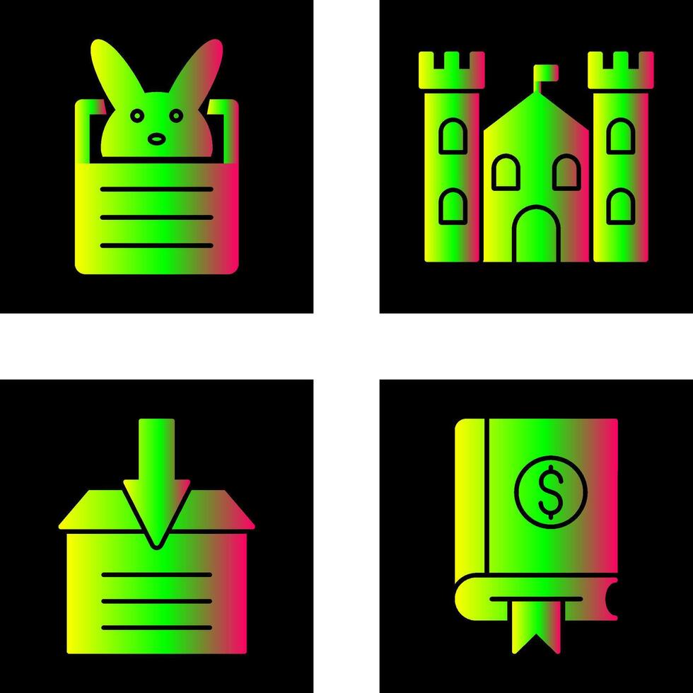 conejito y castillo icono vector