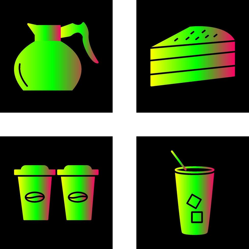 cake slice and coffee pot Icon vector