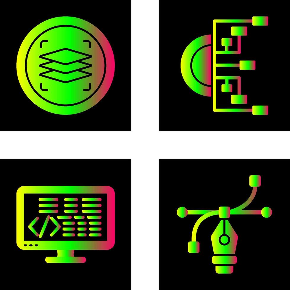 Layers and Flowchart Icon vector