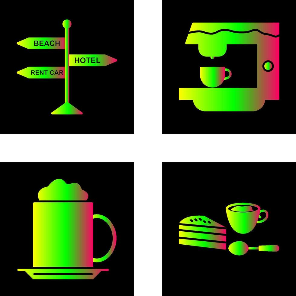 letrero y café máquina icono vector