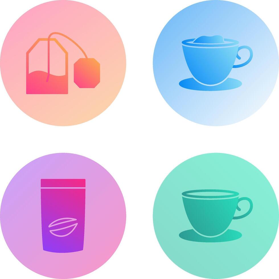 tea bag and creamy coffee Icon vector