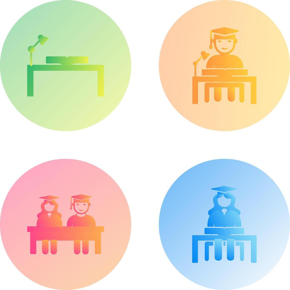 study desk and studying on desk Icon vector
