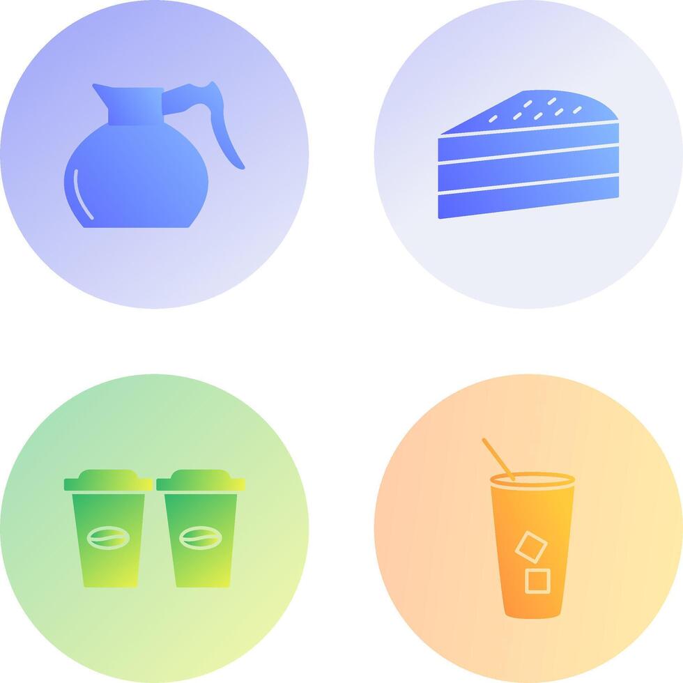 cake slice and coffee pot Icon vector