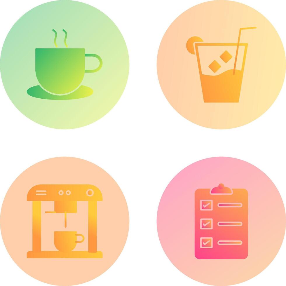 hot coffee and whiskey sour Icon vector