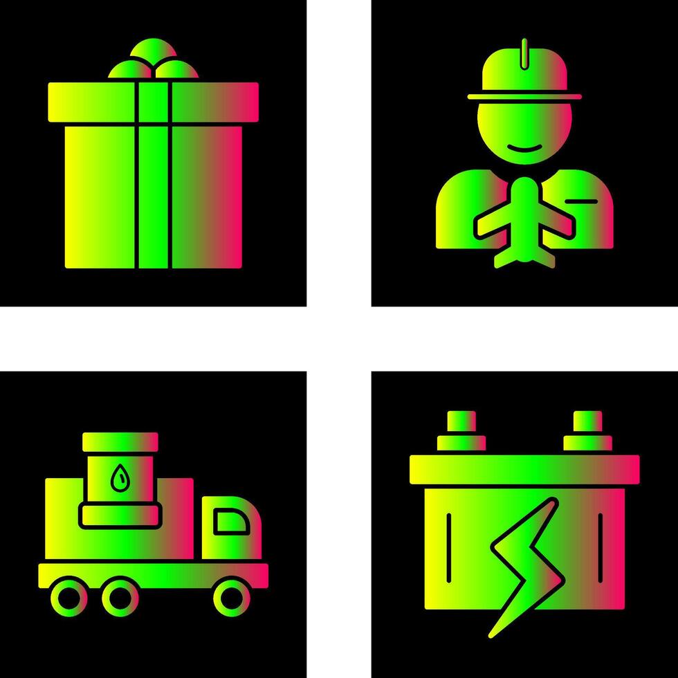 regalo caja y trabajador icono vector